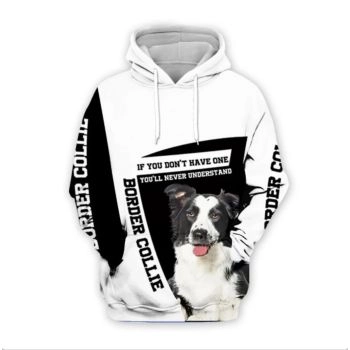 Loose Black White Dog Pattern Animals Hoodie