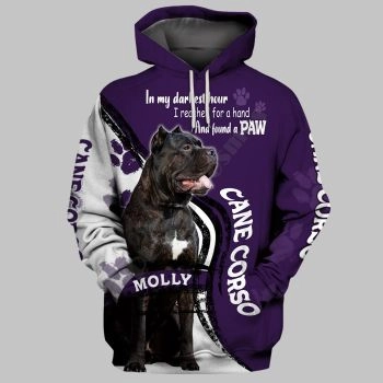 Loose Purple White Dog Pattern Animals Hoodie