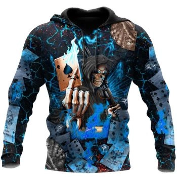 Precious Blue Skull Pattern Skull Hoodie