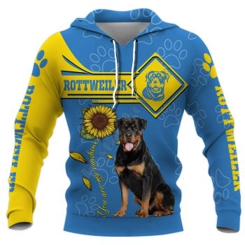 Cute Blue Yellow Dog Pattern Animals Hoodie