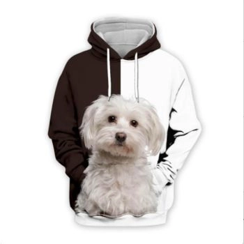 Vintage  Brown White Dog Pattern Animals Hoodie