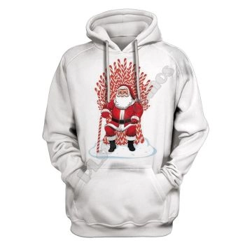  Vintage  And Loose White Santa Claus Pattern Christmas Hoodie