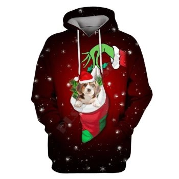  Loose And Gorgeous Red Dog Pattern Christmas Hoodie