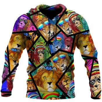 Cute And Loose Colorful Lion Pattern Tattoos Hoodie