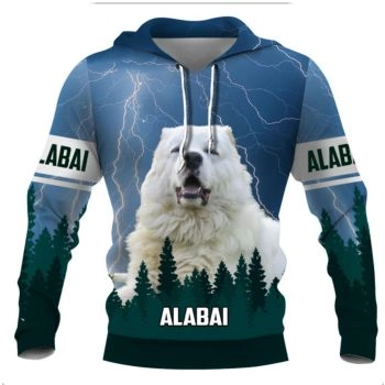 Loose Blue Dog Pattern Animals Hoodie