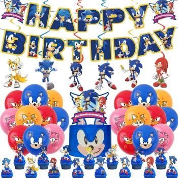 Sonic the Hedgehog themed birthday party decoration set
