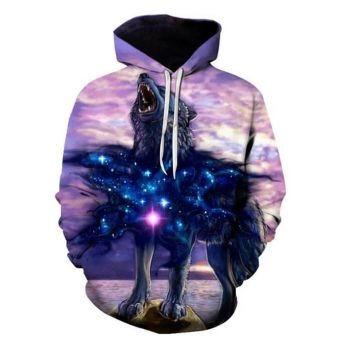 Pretty Purple Wolf Pattern Animals Hoodie