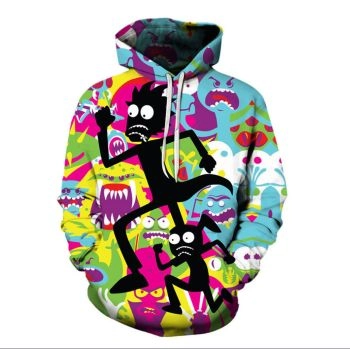 Vintage Colorful Rick And Morty Pattern Cartoon Hoodie