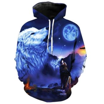 Generous And Beautiful Blue Wolf Pattern Animals Hoodie