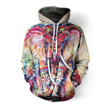 Precious Colorful Elephant Pattern Animals Hoodie