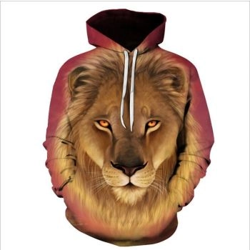 Classical And Elegance Brown Lion Pattern Animals Hoodie