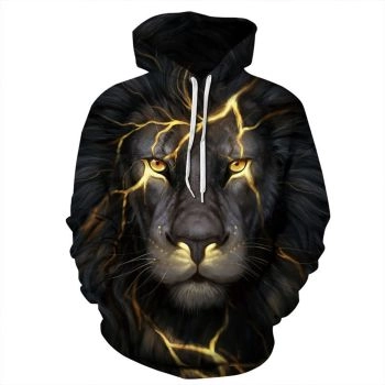 Street Style Black Lion Pattern Animals Hoodie