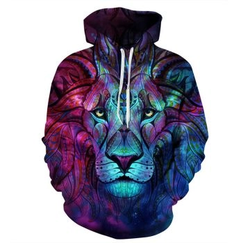Loose And Gorgeous Colorful Lion Pattern Animals Hoodie