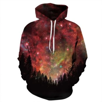 Vintage  And Loose Red Star Pattern Starsky Hoodie