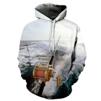 Classical  White Fishing Pattern Animals Hoodie