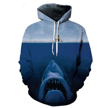 Street Blue Fishing Pattern Animals Hoodie