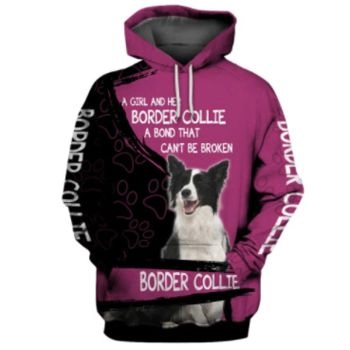 Precious And Cute Black Pink Dog Pattern Animals Hoodie