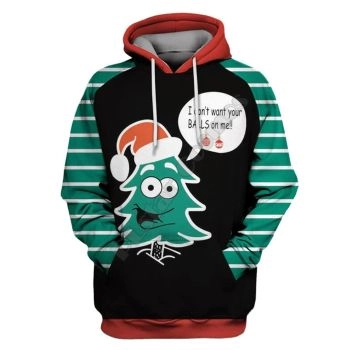  Vintage  Black Tree Pattern Christmas Hoodie