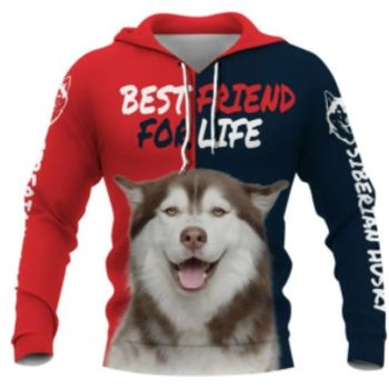 Temperament Red Blue Dog Pattern Animals Hoodie