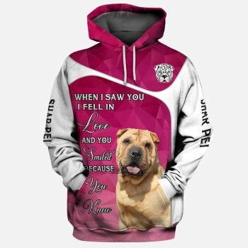 Vintage  And Loose Pink Dog Pattern Animals Hoodie