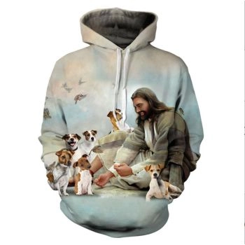 Gorgeous White Dog Pattern Animals Hoodie