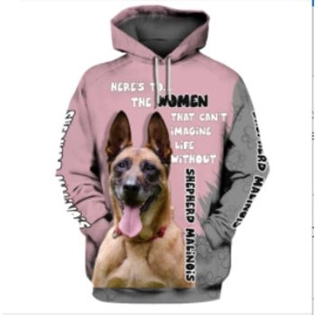 Vintage  And Loose Pink Dog Pattern Animals Hoodie