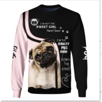 Temperament Pink Black Dog Pattern Christmas Hoodie