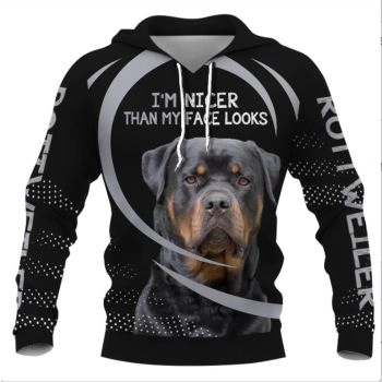 Oversize Black Dog Pattern Animals Hoodie