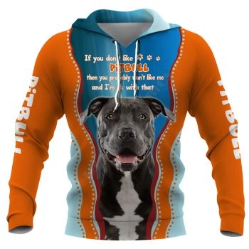 Vintage  Blue Orange Dog Pattern Animals Hoodie