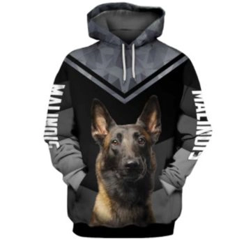  Vintage  Black Dog Pattern Animals Hoodie