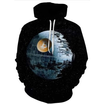 Street Style Black Planet Pattern Bitcoin Hoodie