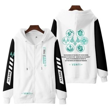 Cute Genshin Impact Venti The Game Zip-Up Hoodie