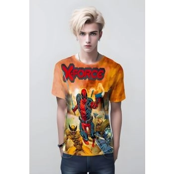 Orange Trio: Deadpool x Wolverine x Cable, A Triple Threat T-Shirt