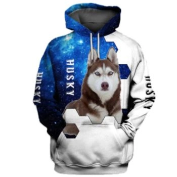 Precious Blue White Dog Pattern Animals Hoodie