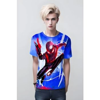 Miles Morales Graffiti Shirt - Embrace the Blue Urban Artistry
