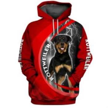 Loose Red Dog Pattern Animals Hoodie