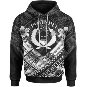 Vintage  And Loose Black Pohnpei Pattern Pohnpei Hoodie