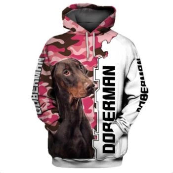 Popular And Vintage Pink White Dog Pattern Animals Hoodie