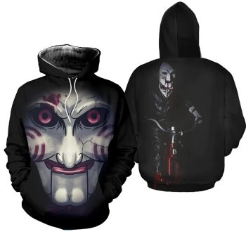  Vintage  And Loose Black Clowns Pattern Halloween Hoodie