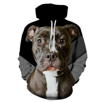 Loose Black Dog Pattern Animals Hoodie