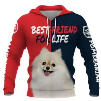 Precious Red Blue Dog Pattern Animals Hoodie