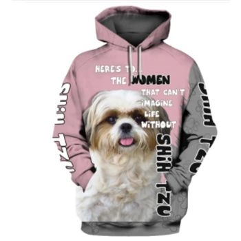  Temperament Pink Dog Pattern Animals Hoodie