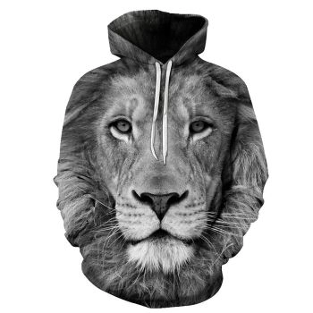 Black & White Lion 3D - Sweatshirt, Hoodie, Pullover
