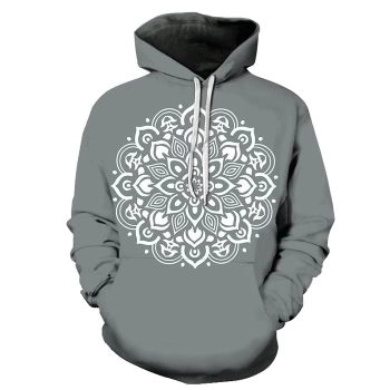 Grey Mandala Print 3D - Sweatshirt, Hoodie, Pullover