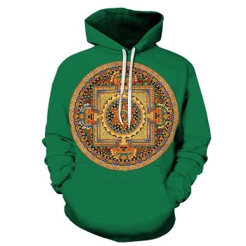 Dark Green Mandala Print 3D - Sweatshirt, Hoodie, Pullover