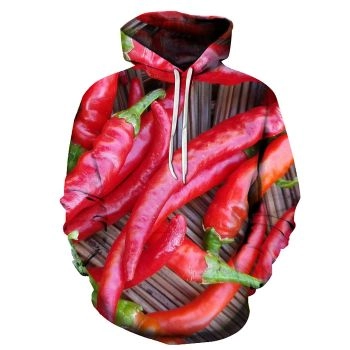 Red Chilli All Over 3D Hoodie Sweatshirt Pullover