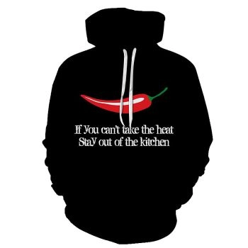 Red Chilli Black 3D Hoodie Sweatshirt Pullover