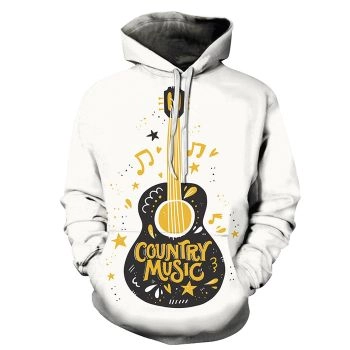 Country Music White 3D - Sweatshirt, Hoodie, Pullover