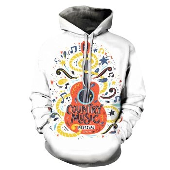 Orange Guitar Country Music White 3D - Sweatshirt, Hoodie, Pullover