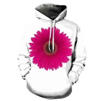 Pink Flower White 3D Sweatshirt Hoodie Pullover